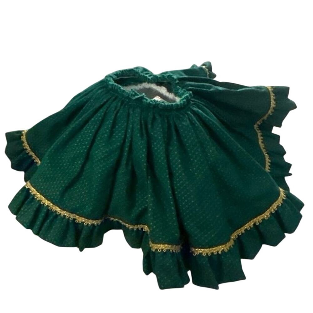 Vtg Doll Prairie Western Skirt w/Wht Under Slip Green/Gold  for 14/16’ dolls